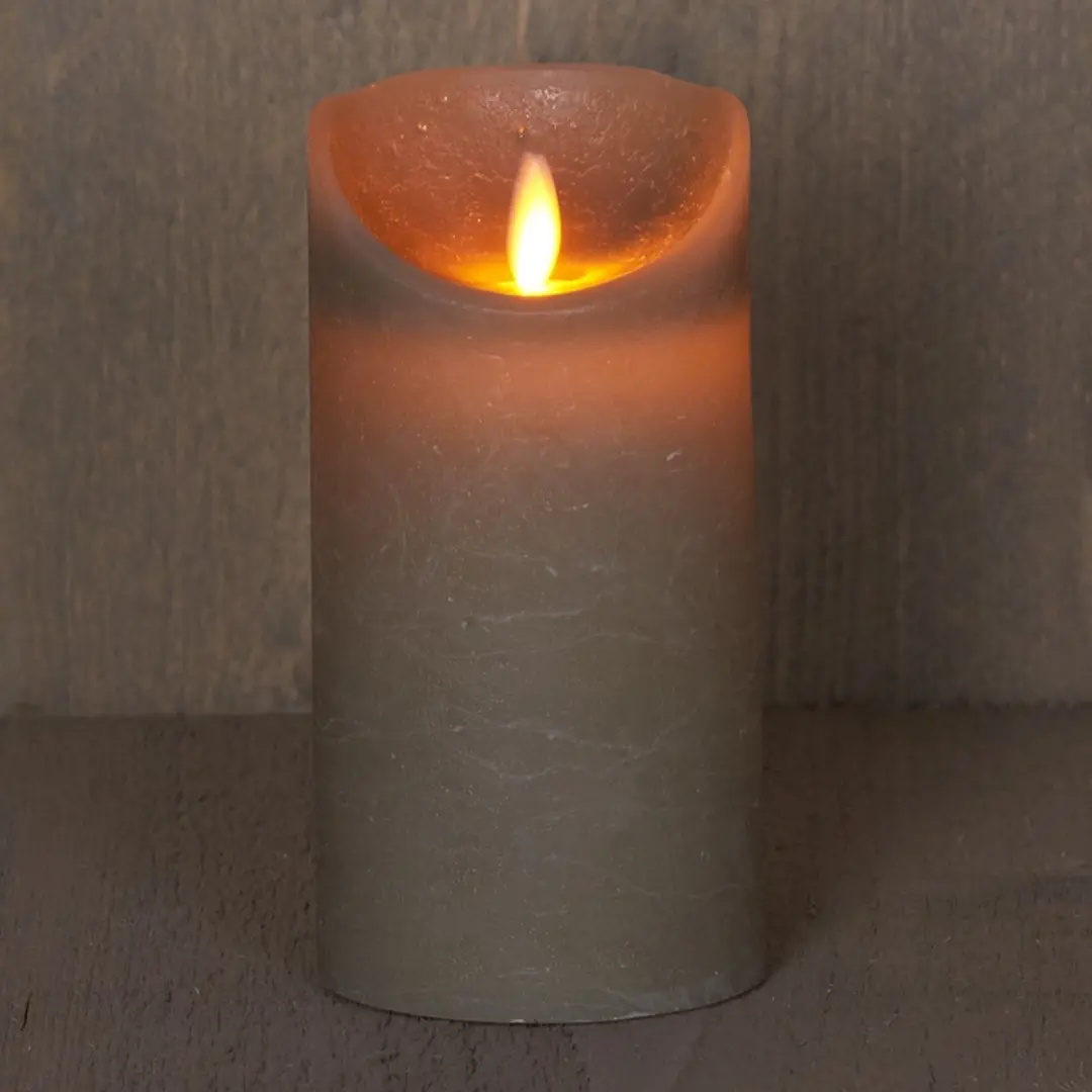 Anna's Collection Led Kaars Taupe H15xD7,5cm - Warm Wit Licht