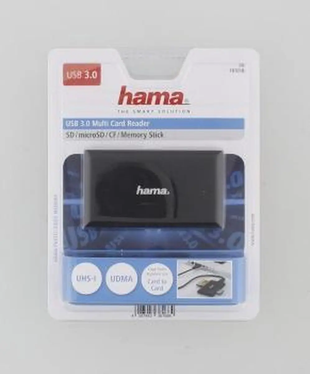 Hama USB 3.0 Multi-Kaartlezer SD/microSD/CF/MS - Zwart