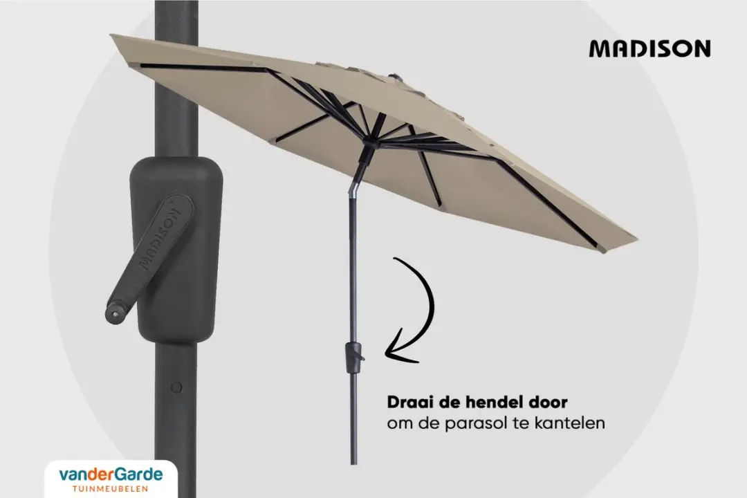 Madison Paros LL Parasol 300cm - Grijs