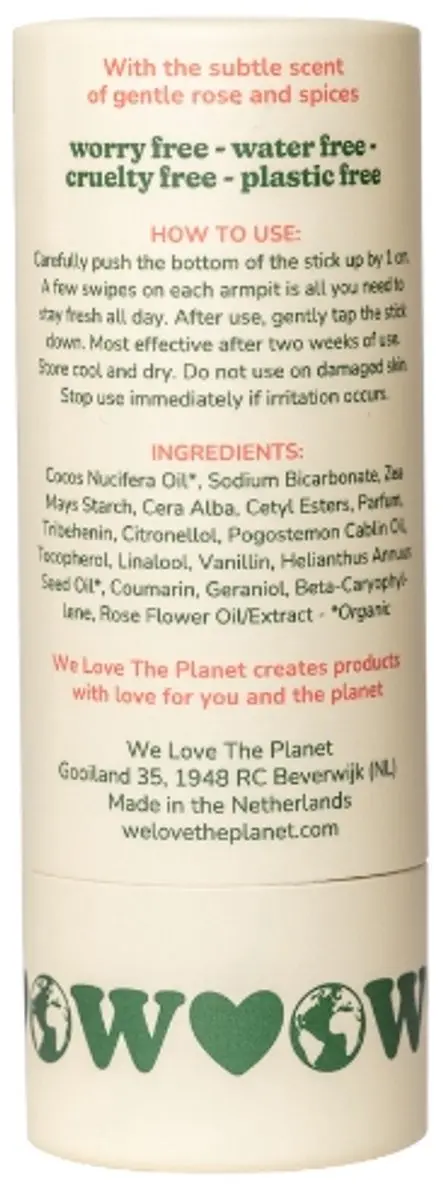 We Love The Planet Sweet Rose Deodorant Stick 40g