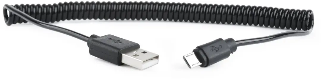 Cablexpert USB Micro-B naar USB-A Spiraalkabel 1,8m - Zwart
