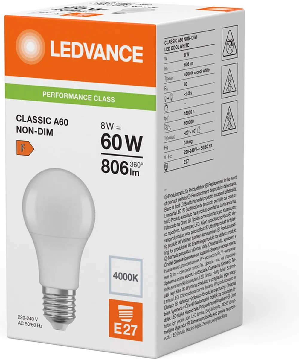 LEDVANCE LED A60 E27 8.5W 806lm - Mat Glas