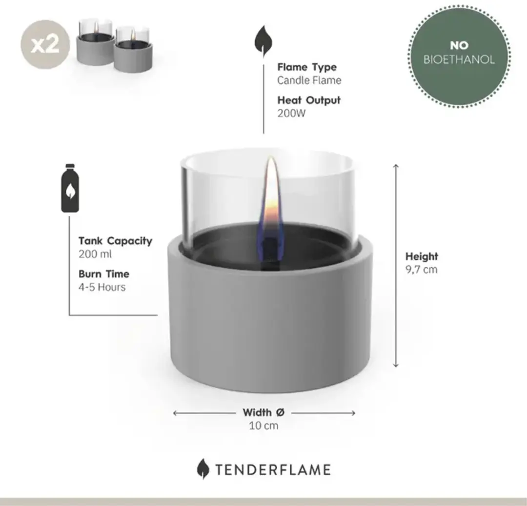 Tenderflame Breeze 10 Tafelhaard 2-Pack - Zwart - afbeelding 2 van 3