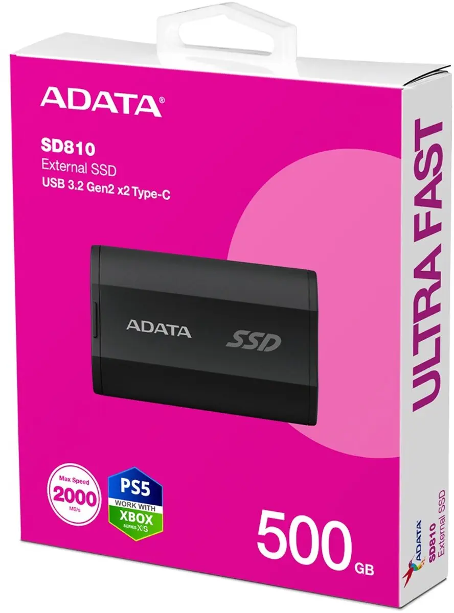 ADATA SD810 Externe SSD 500GB - USB 3.2 Gen 2x2 - Zwart
