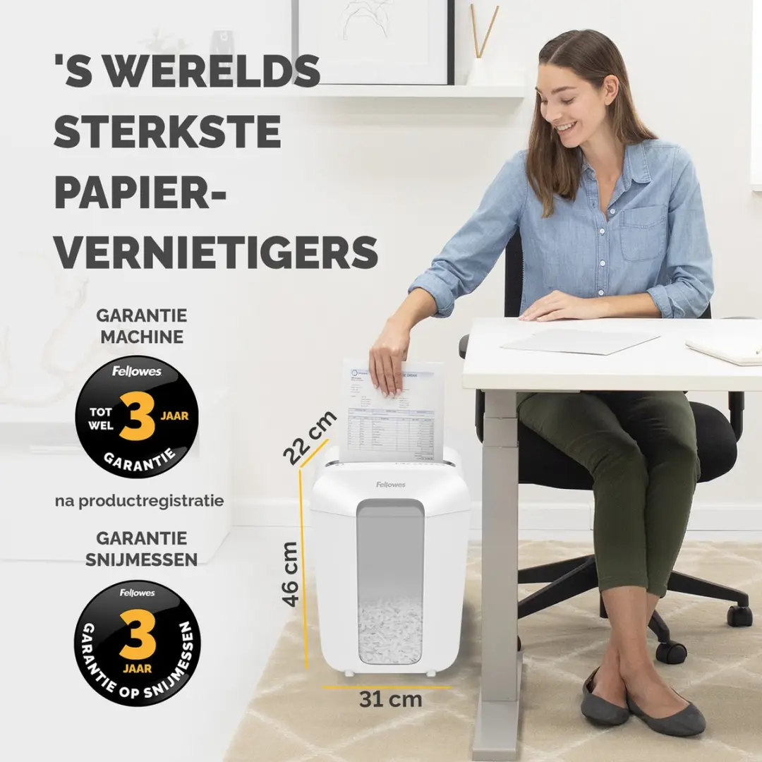 Fellowes LX70 Papierversnipperaar 11 Vel - 18L - Wit