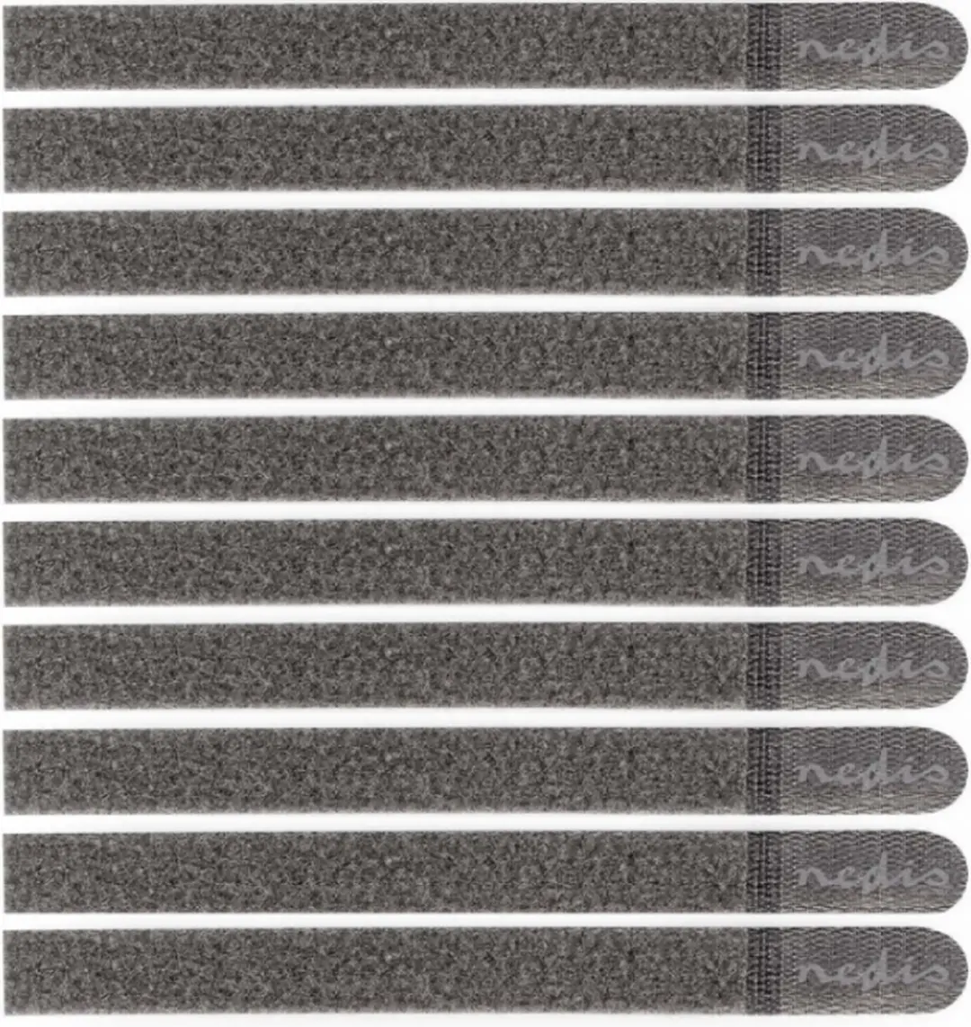 Nedis Klittenband Kabelbinders - Grijs - 10 Stuks - afbeelding 6 van 6