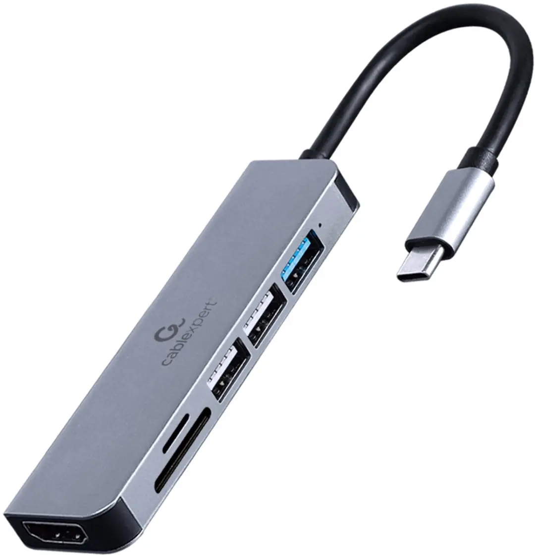 Cablexpert Gembird A-CM-COMBO6-02 USB-C Hub 6-in-1 - Grijs