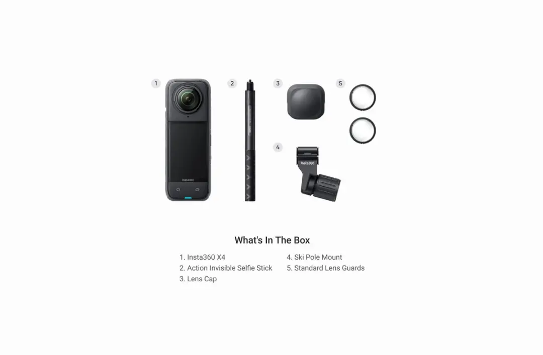 Insta360 X4 Ski-Bundel - 72MP - 3x Accu 2290mAh - Zwart