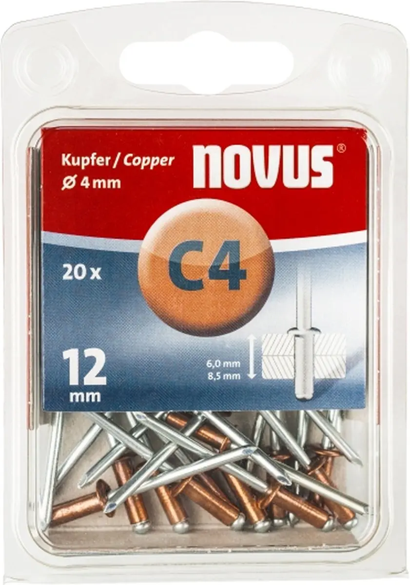 Novus Blindklinknagel C4 X 12mm Koper