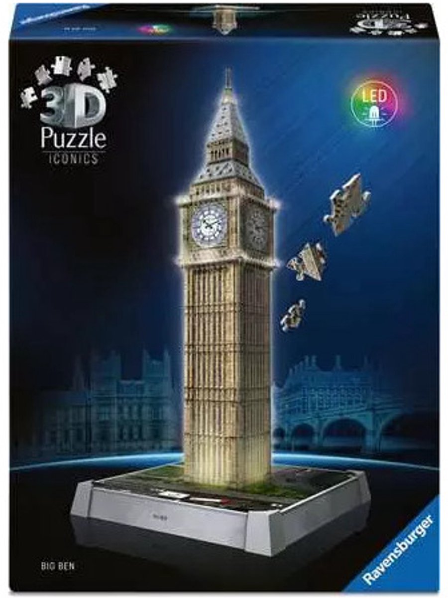 Ravensburger - Iconics: Big Ben - 3D Puzzel met Licht - 216 Stukjes
