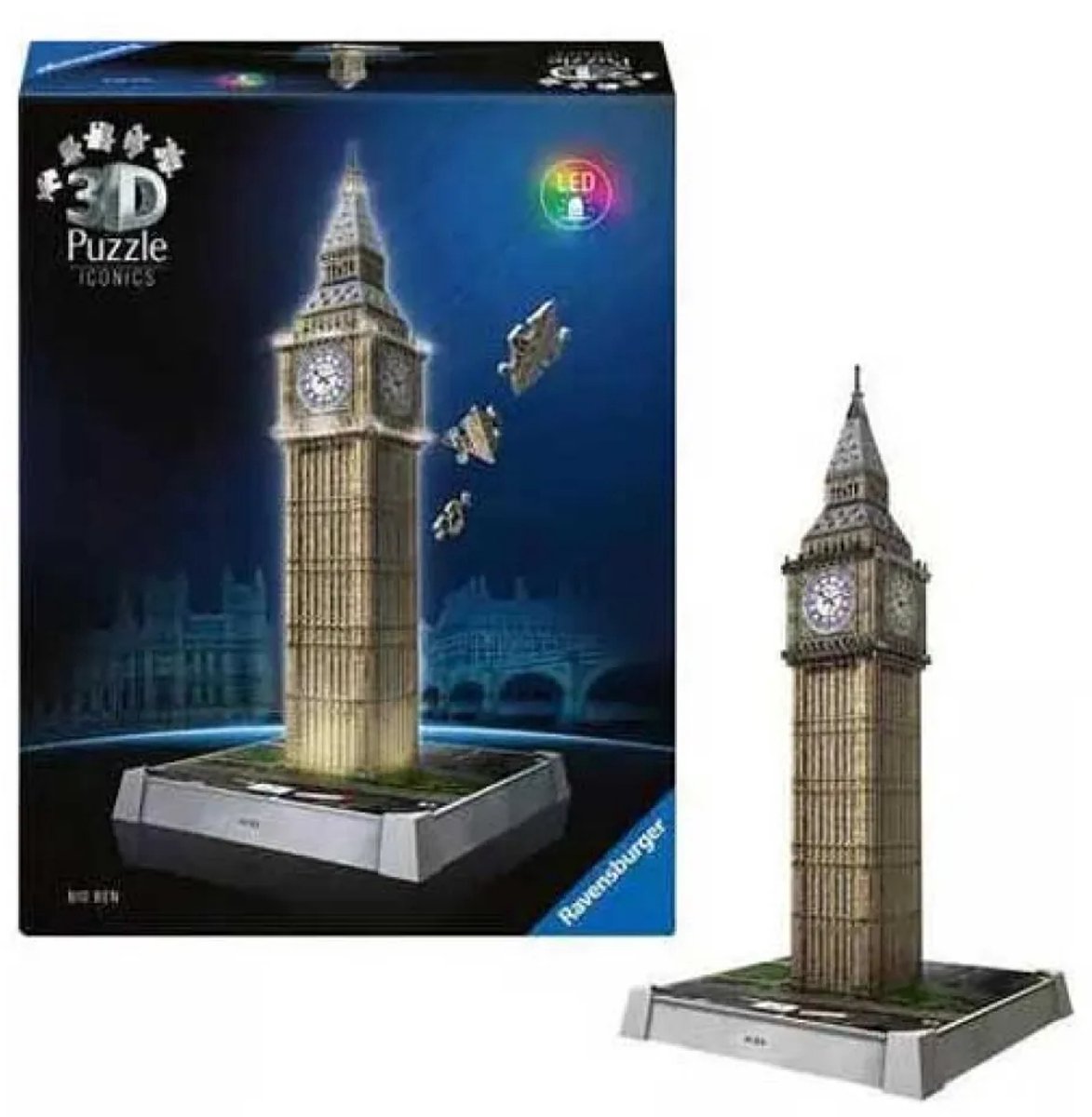 Ravensburger - Iconics: Big Ben - 3D Puzzel met Licht - 216 Stukjes