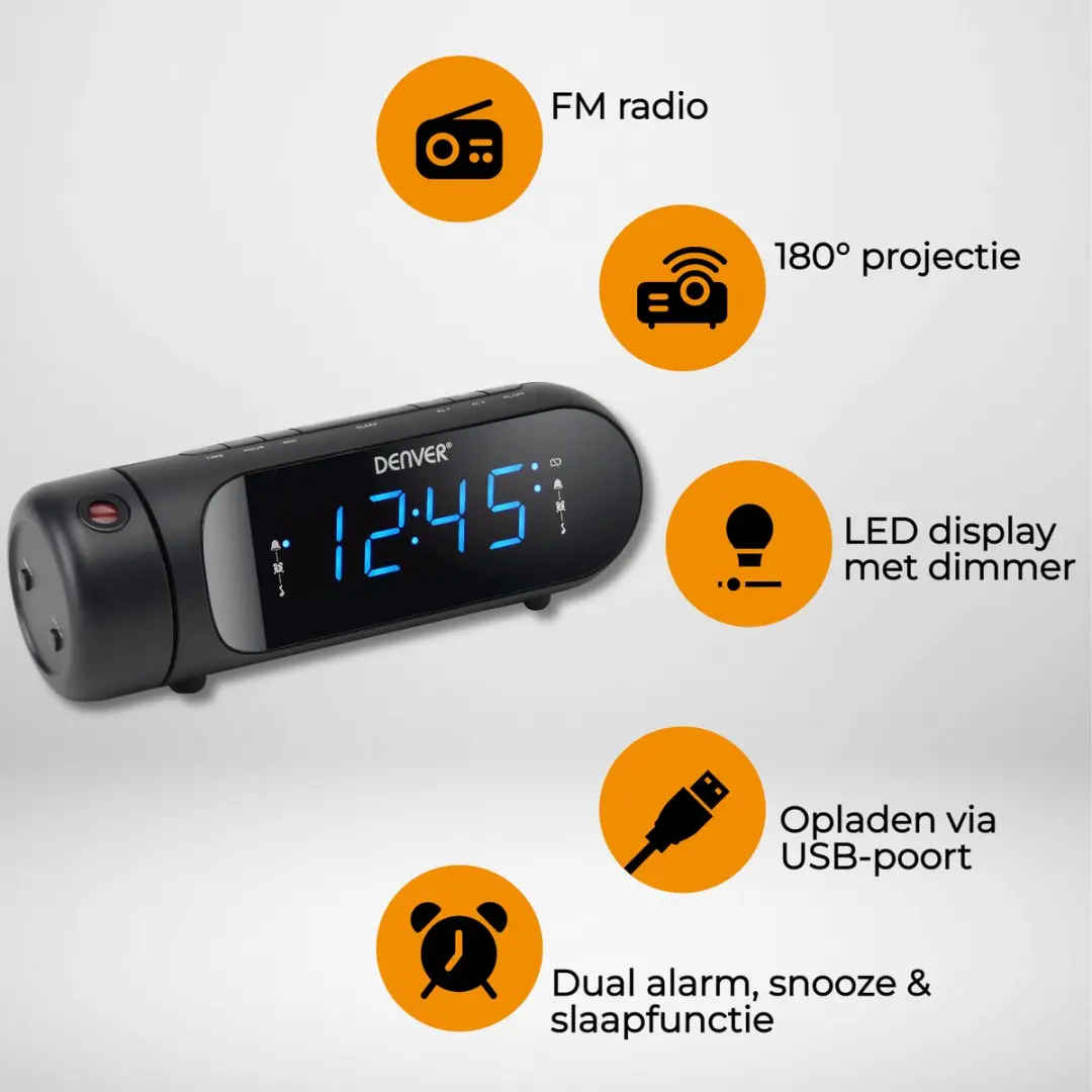 Denver CPR700 Wekkerradio Projectie - Zwart