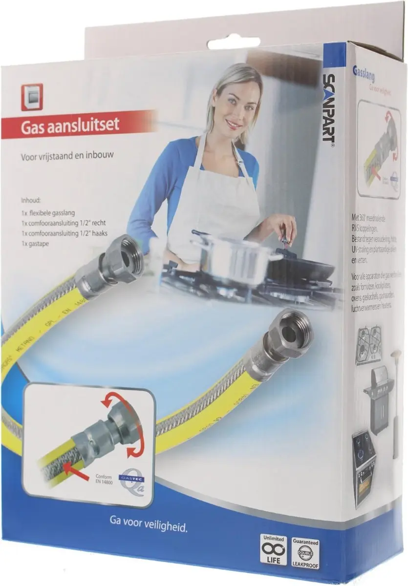Scanpart Gasslang Aansluitset 125cm - 4 Stuks - Geel