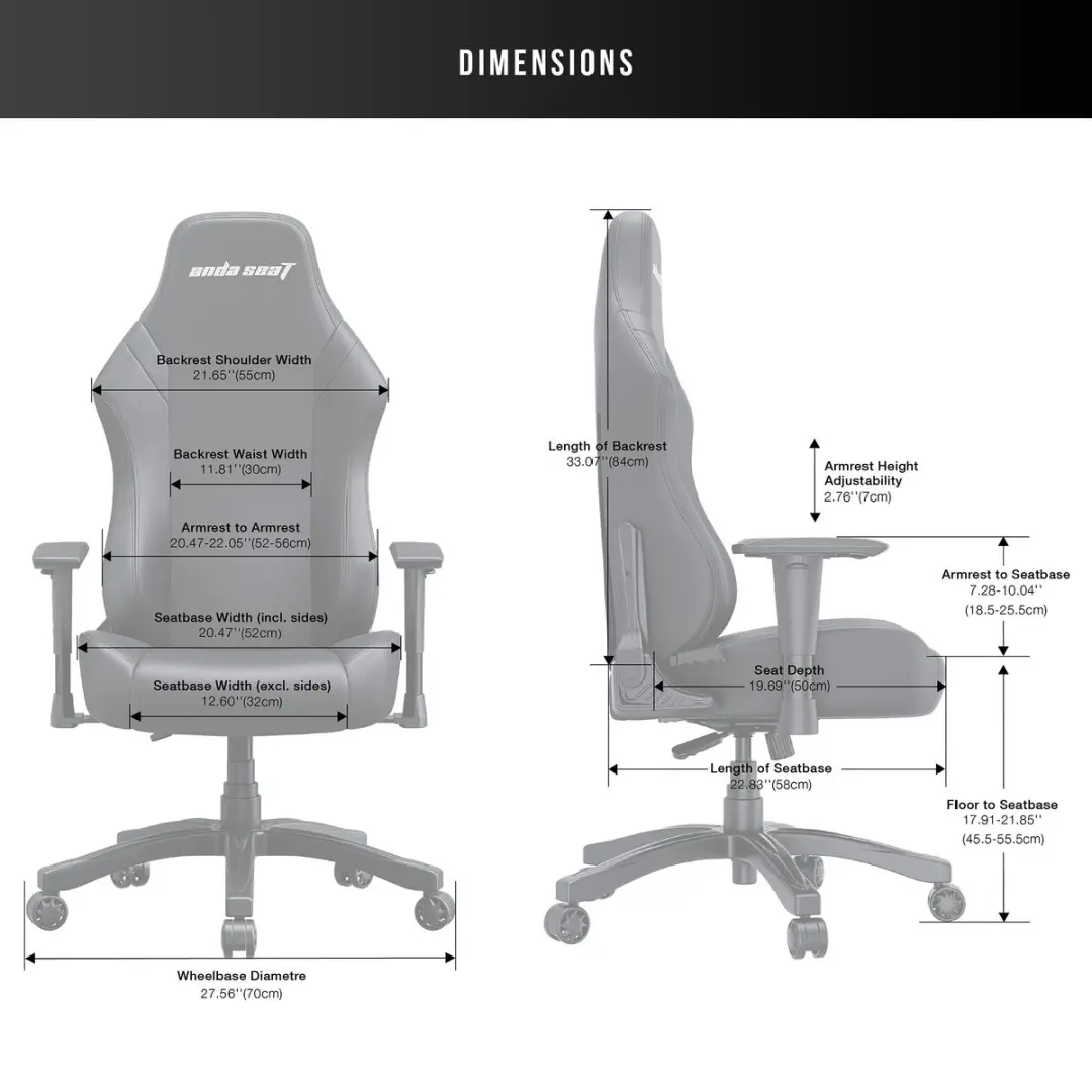 AndaSeat Luna Premium Gaming Stoel AD18-56-B-PV - Zwart - afbeelding 6 van 6