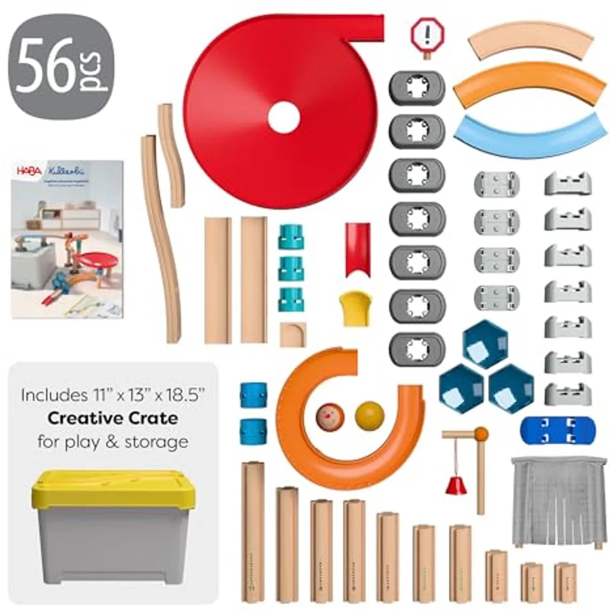 Haba Kullerbü Knikkerbaan Bouwpakket - 56 Onderdelen - Multicolor
