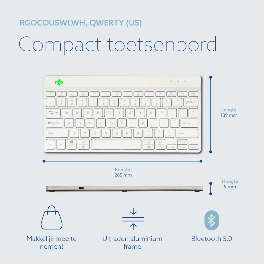 R-Go Compact Break Toetsenbord RGOCOUSWLWH - Wit