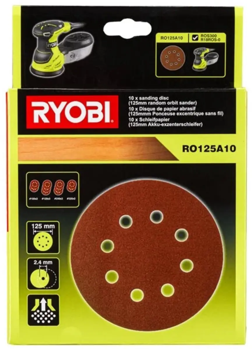 Ryobi RO125A10 Schuurpapier Set 125mm