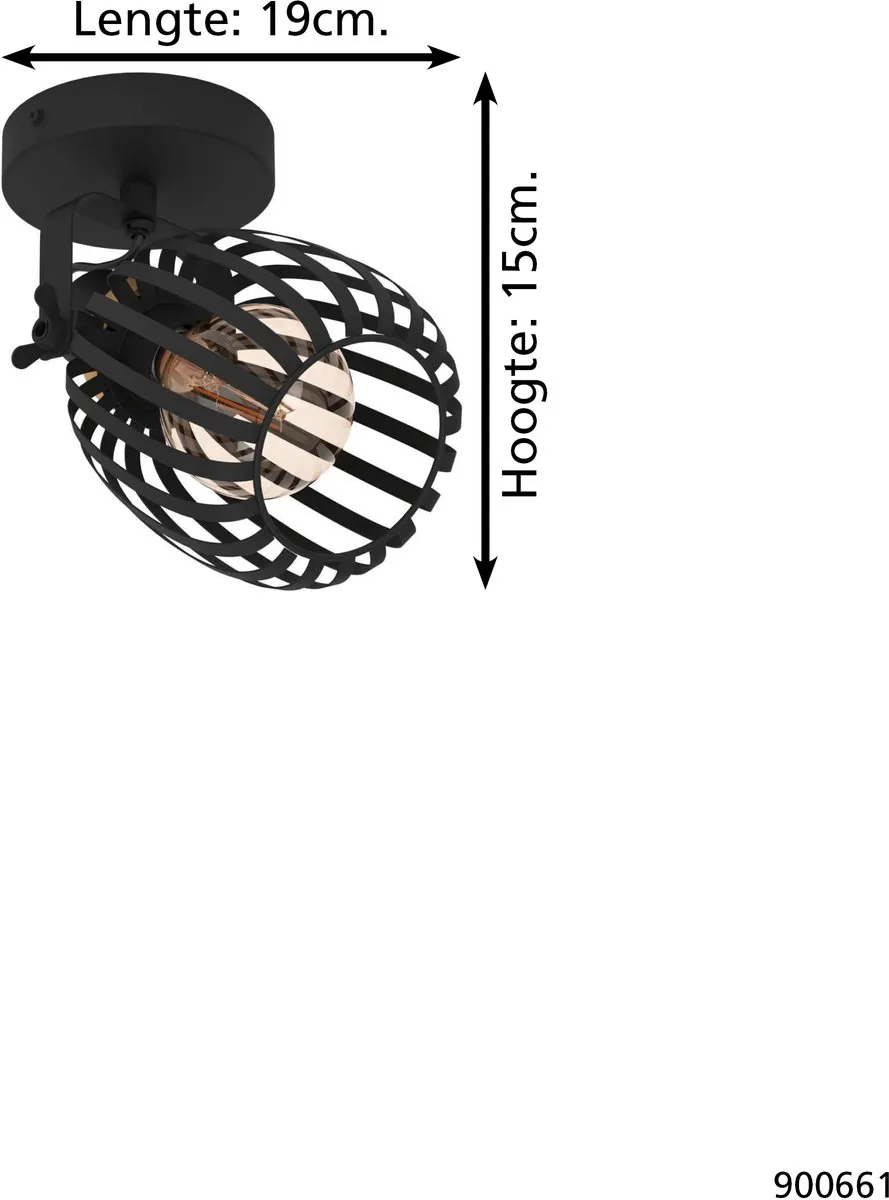 Eglo Girona Spot E27 19cm - Zwart - afbeelding 6 van 6