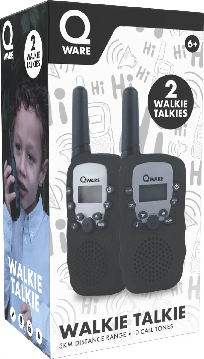 Qware Walkie Talkie Set - 2 Handsets Zwart