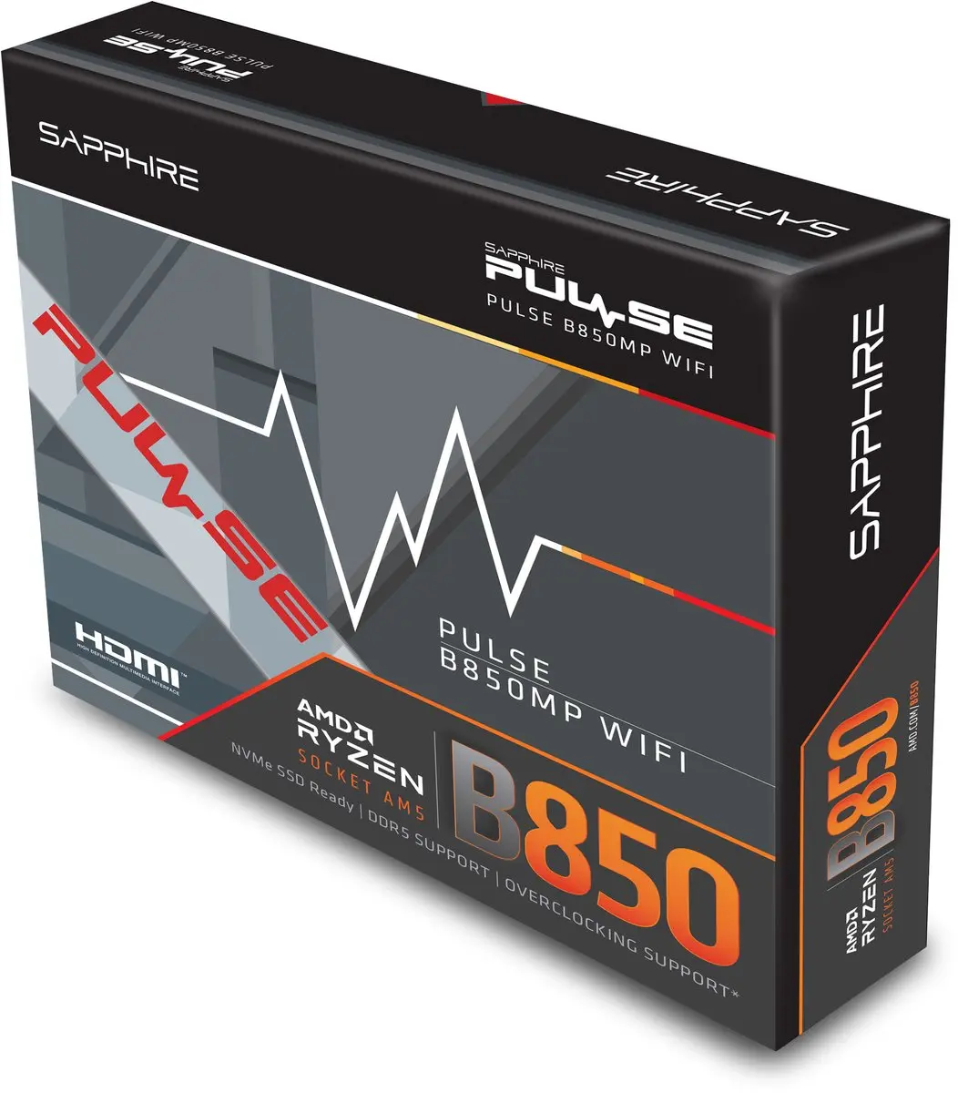 Sapphire PULSE B850M Moederbord - Micro ATX - AMD B850 - WiFi