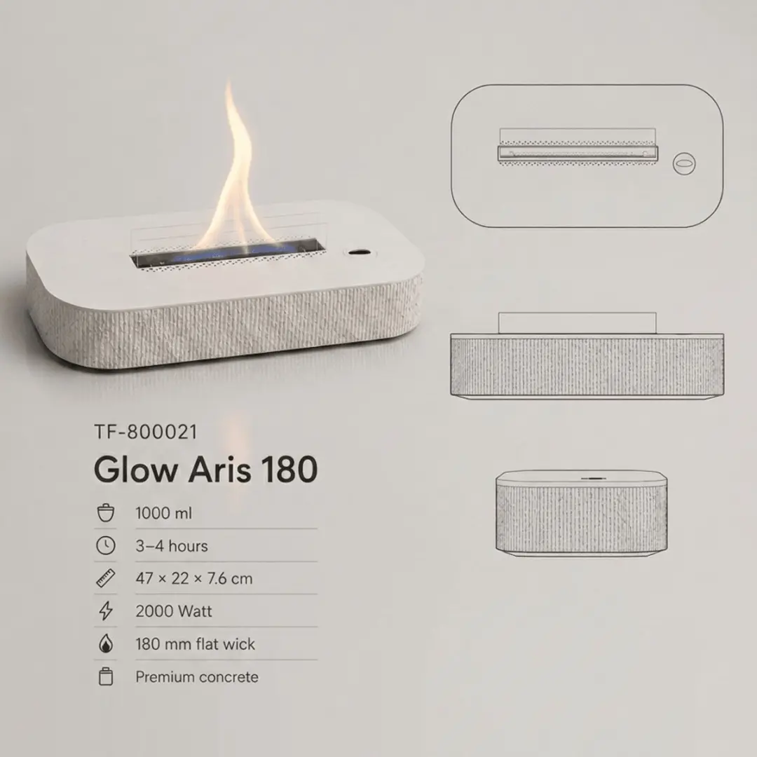 Tenderflame Glow Aris 180 VTWonen Tafelhaard - Wit 2000W - afbeelding 3 van 6
