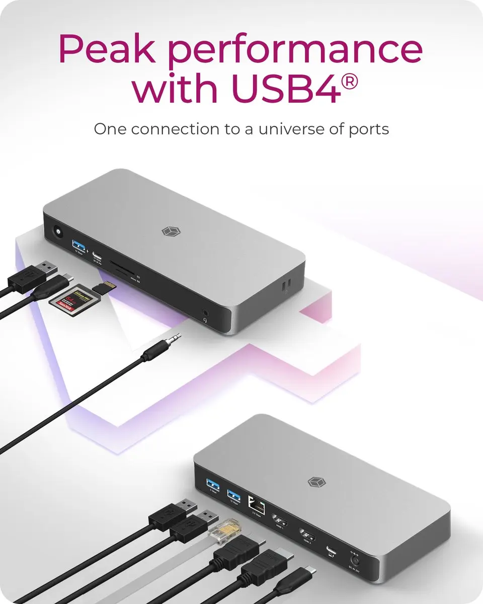 Icy Box IB-DK2880-C41 USB4 Dock - Antraciet/Zwart - afbeelding 6 van 6