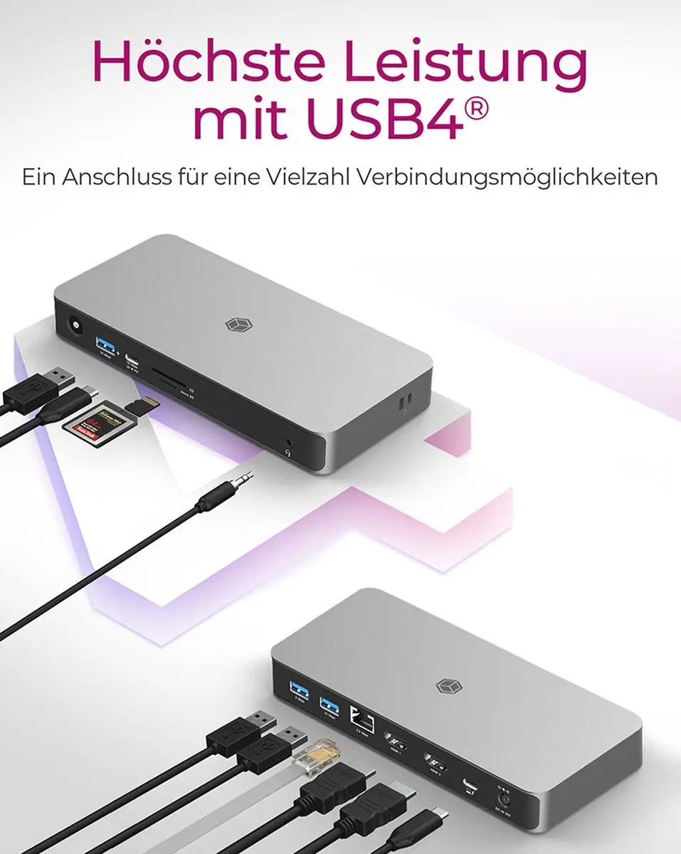 Icy Box IB-DK2880-C41 USB4 Dock - Antraciet/Zwart