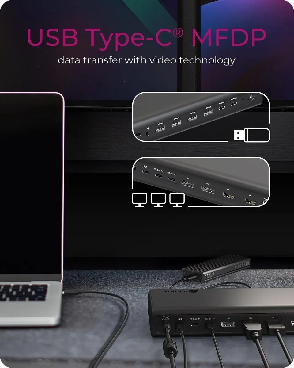 Icy Box IB-DK7401-CU31 USB 3.2 Gen 2 Type-C Adapter - Zwart