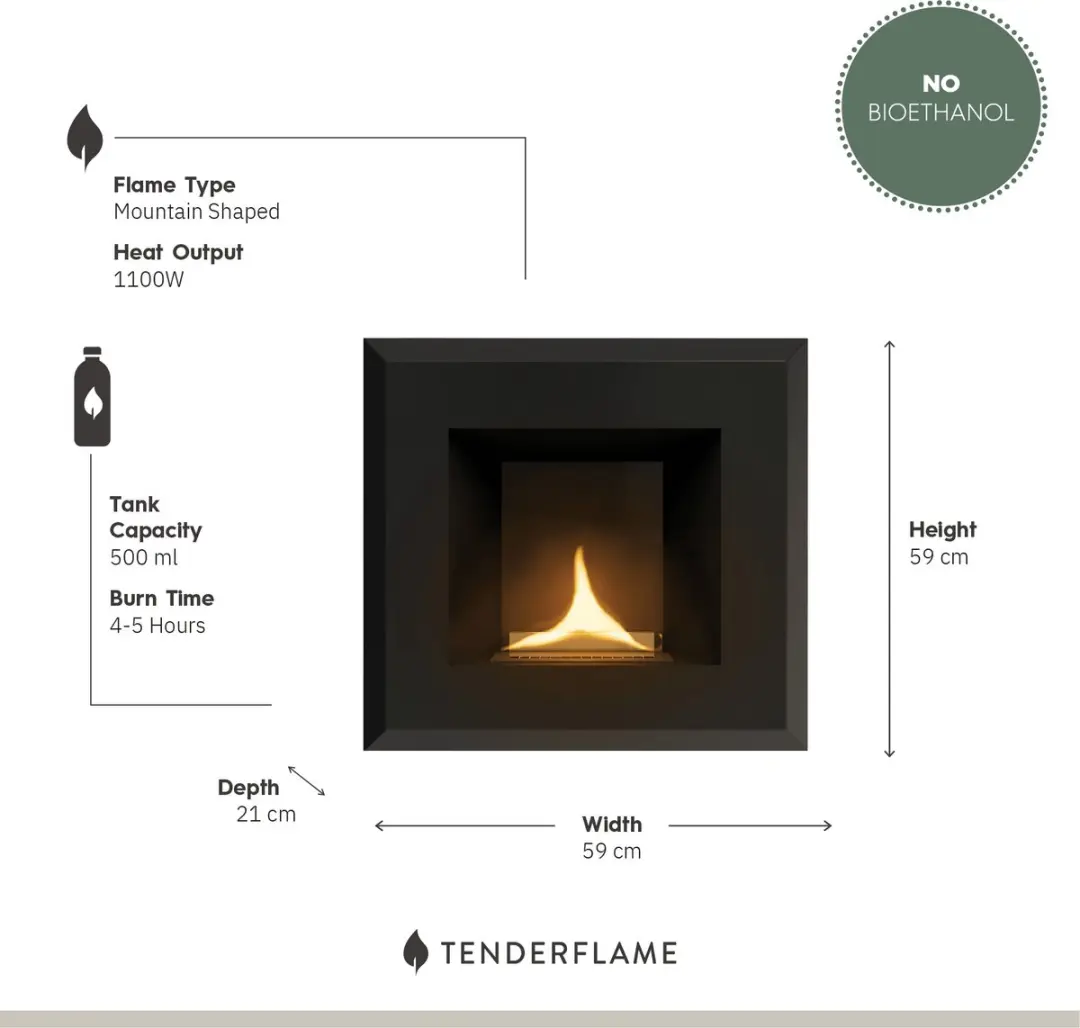 Tenderflame Contour Haard - 1100W - Zwart - afbeelding 5 van 6
