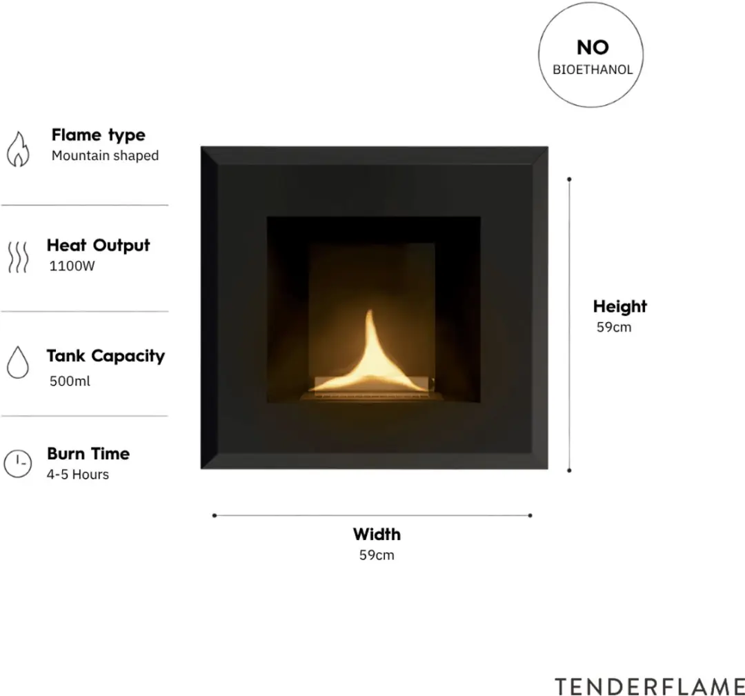 Tenderflame Contour Haard - 1100W - Zwart - afbeelding 3 van 6