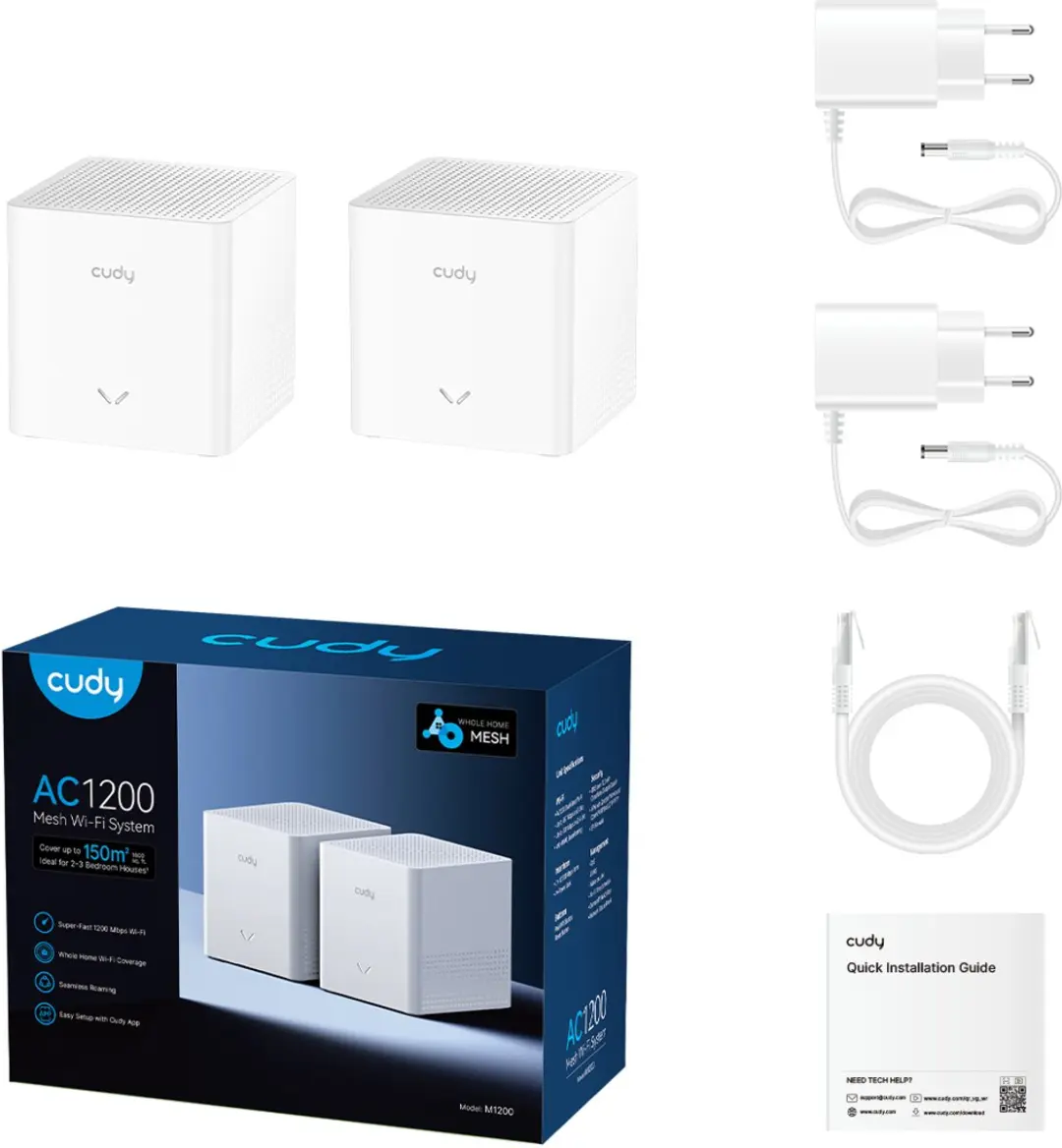 Cudy M1200 2-PACK Access Point - Dual-Band Wi-Fi 5 - Wit - afbeelding 6 van 6