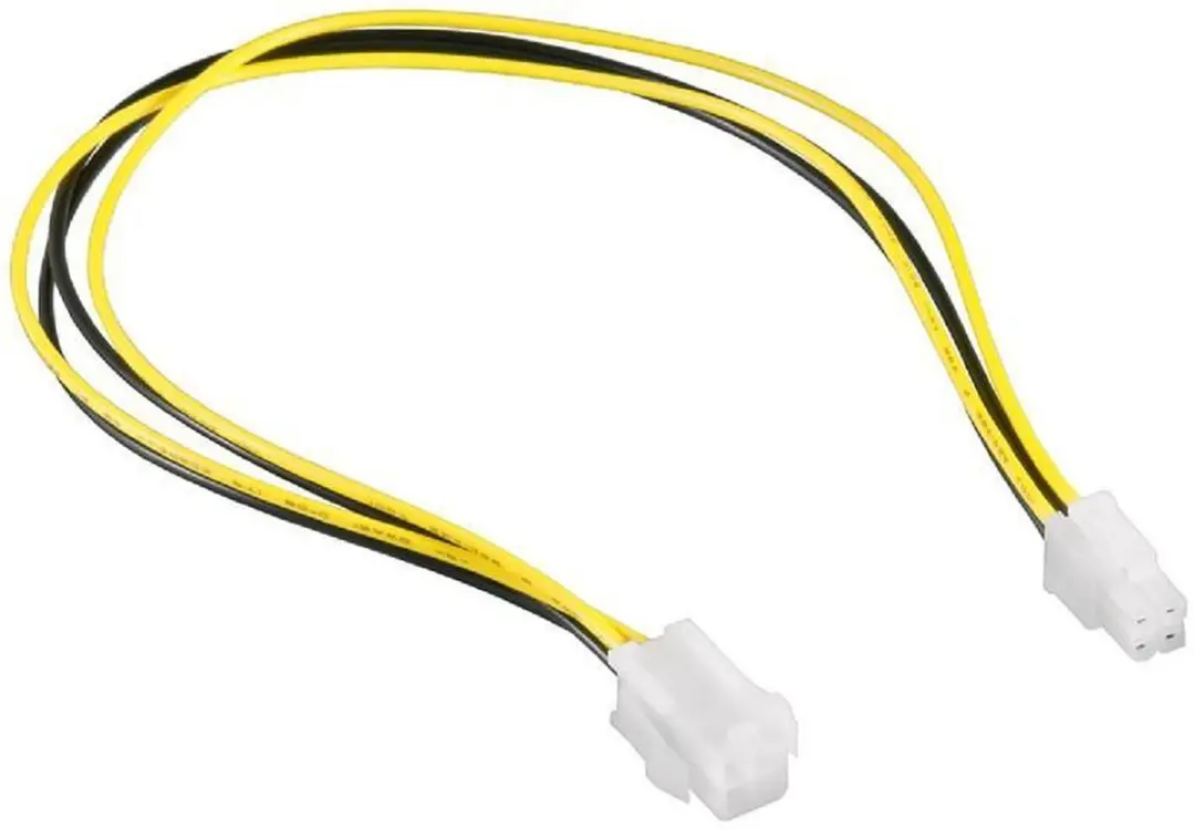 Cablexpert ATX12V P4 Voeding Verlengkabel 0,30m - Zwart/Geel