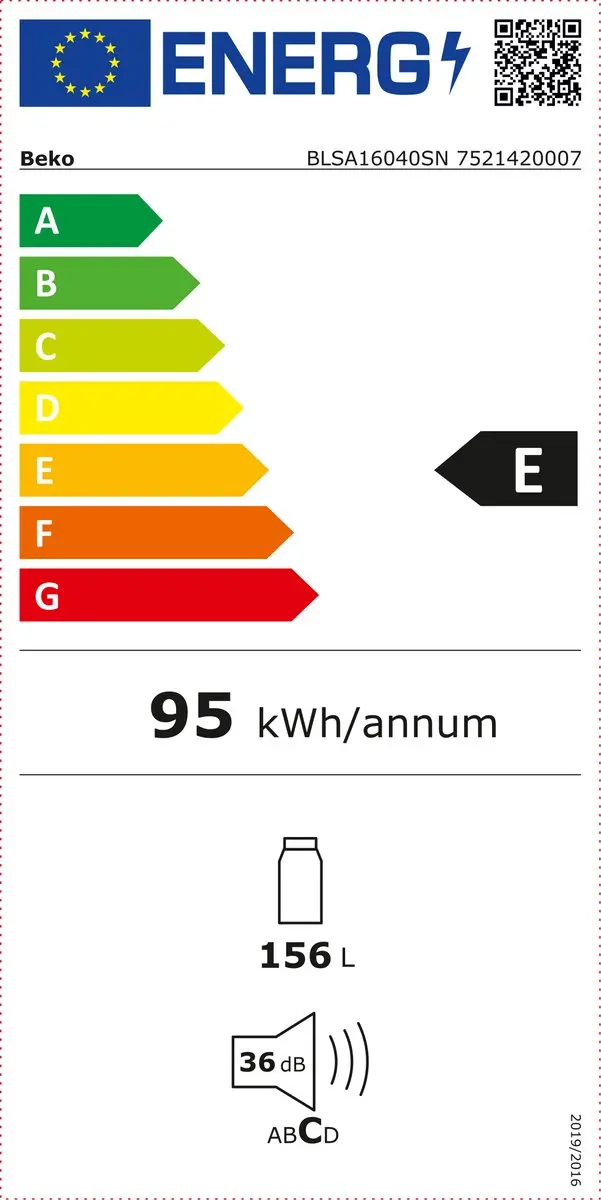 Beko BLSA16040SN Inbouwkoelkast 156L - Wit