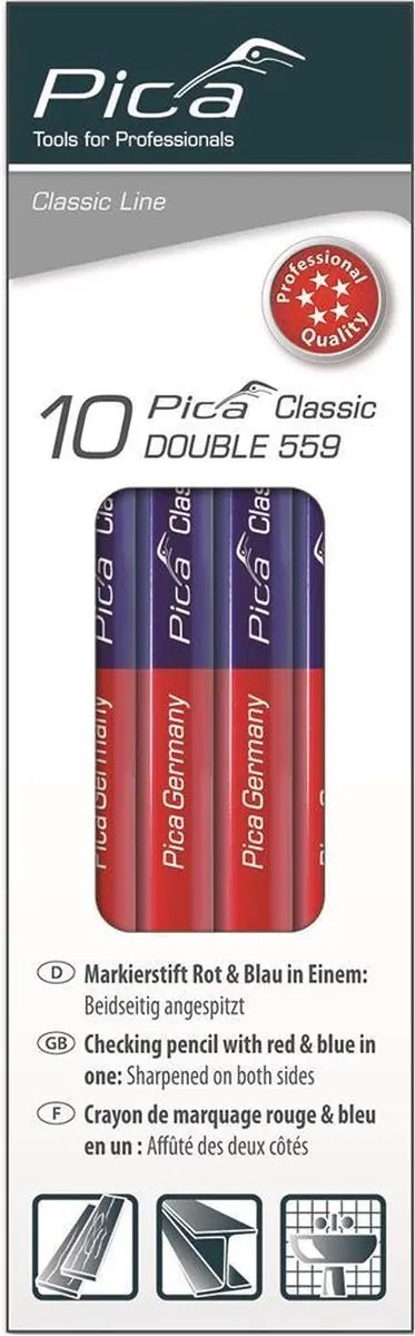 Pica 559/10 Dubbel Potlood - 10 Stuks Rood/Blauw