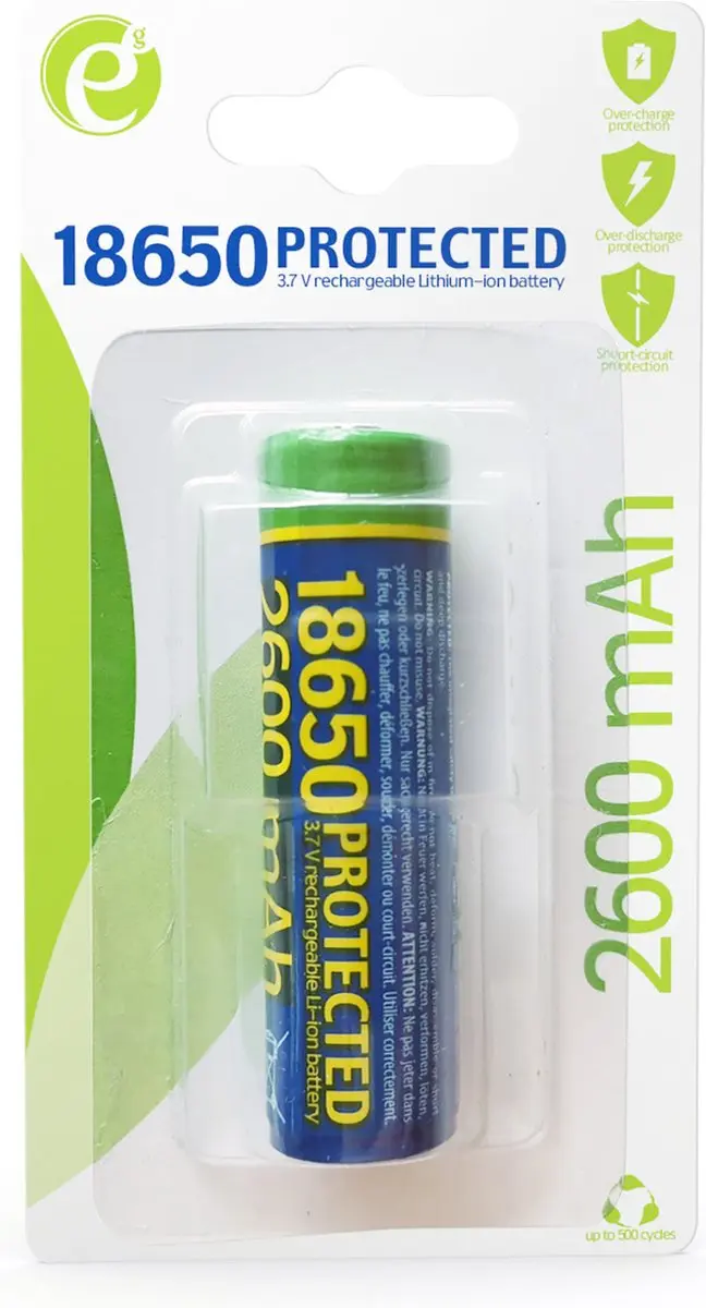Energenie EG-BA-18650/2600 Lithium-ion 18650 Batterij - 2600mAh - Blauw