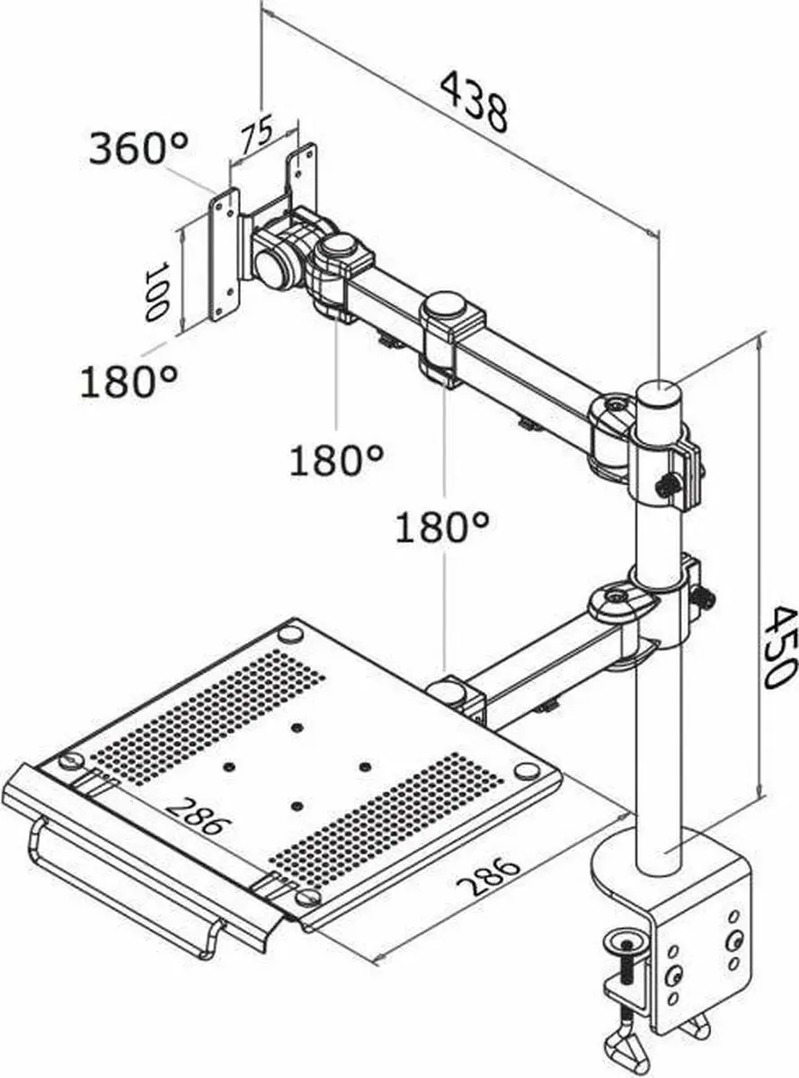 Neomounts FPMA-D960NOTEBOOK Monitorarm 10-27" - 1 Scherm
