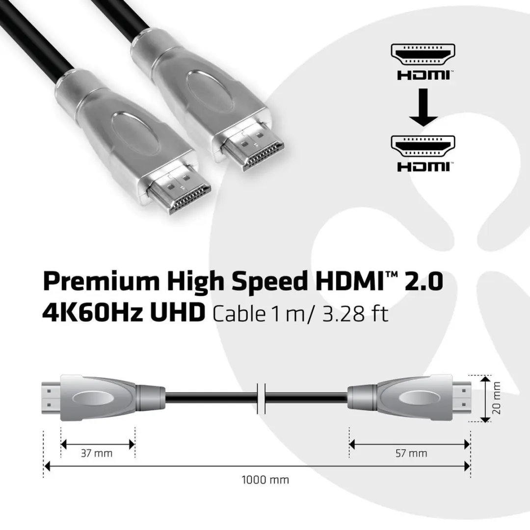 Club 3D CAC-1311 HDMI-kabel 4K60Hz 1m - Zwart