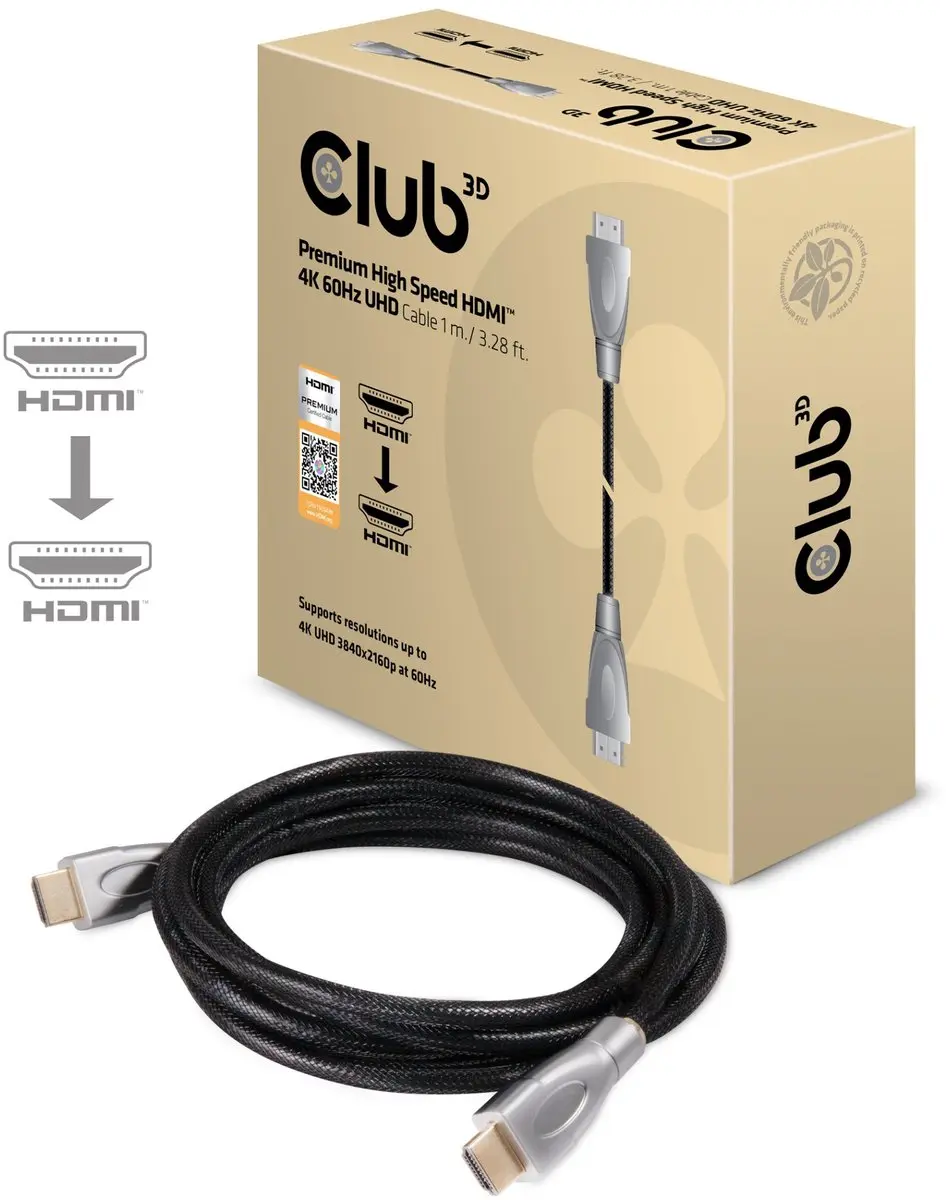 Club 3D CAC-1311 HDMI-kabel 4K60Hz 1m - Zwart - afbeelding 6 van 6