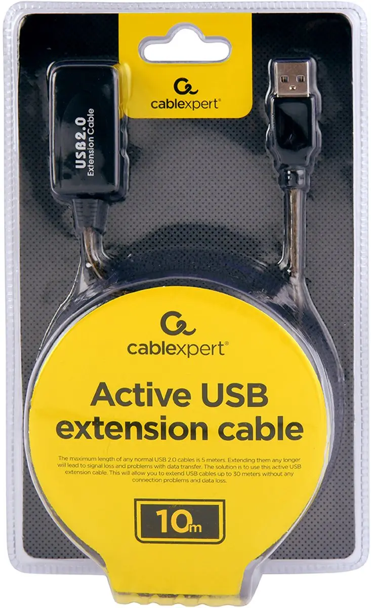 Cablexpert USB Verlengkabel Actief 10m - Zwart