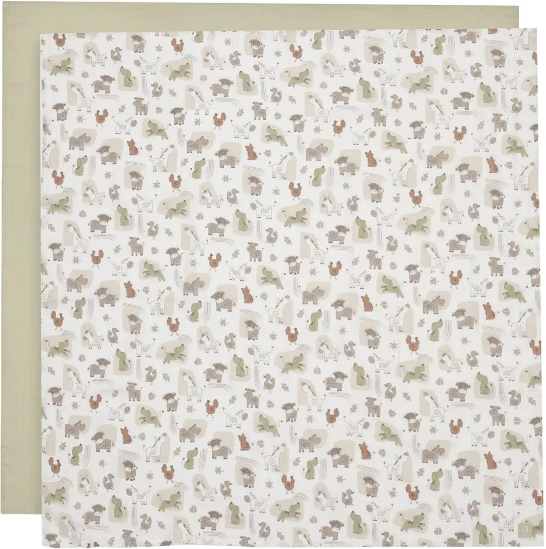 Jollein Hydrofiele Doek Large Barn Buddies - 115x115cm - 2 Stuks