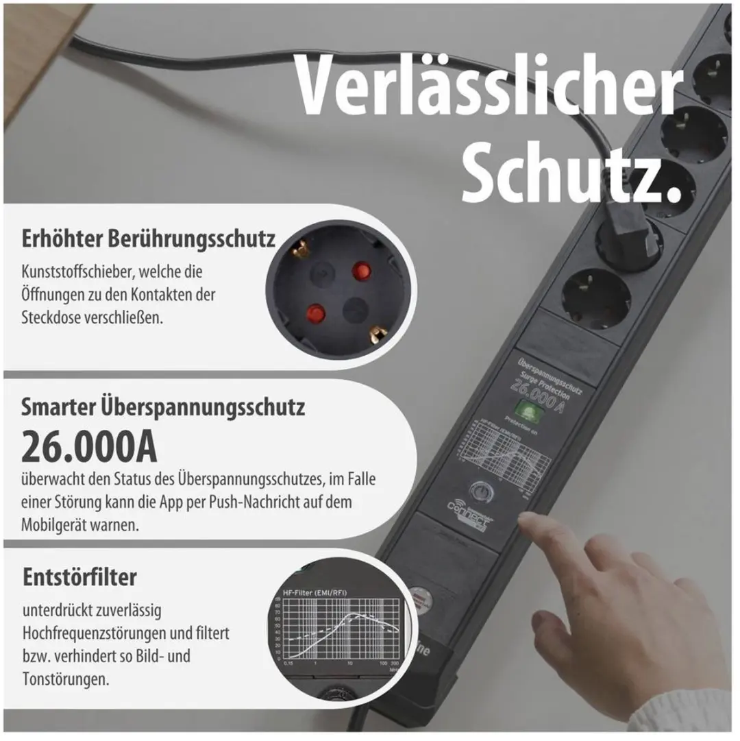 Brennenstuhl Connect Premium-Line WiFi Stekkerdoos 6x - 26.000A - Zwart