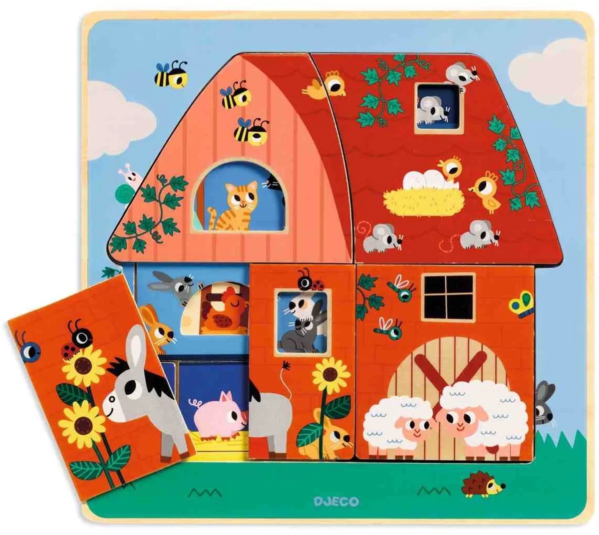 Djeco Chez Moo Houten Puzzel 10 Stuks