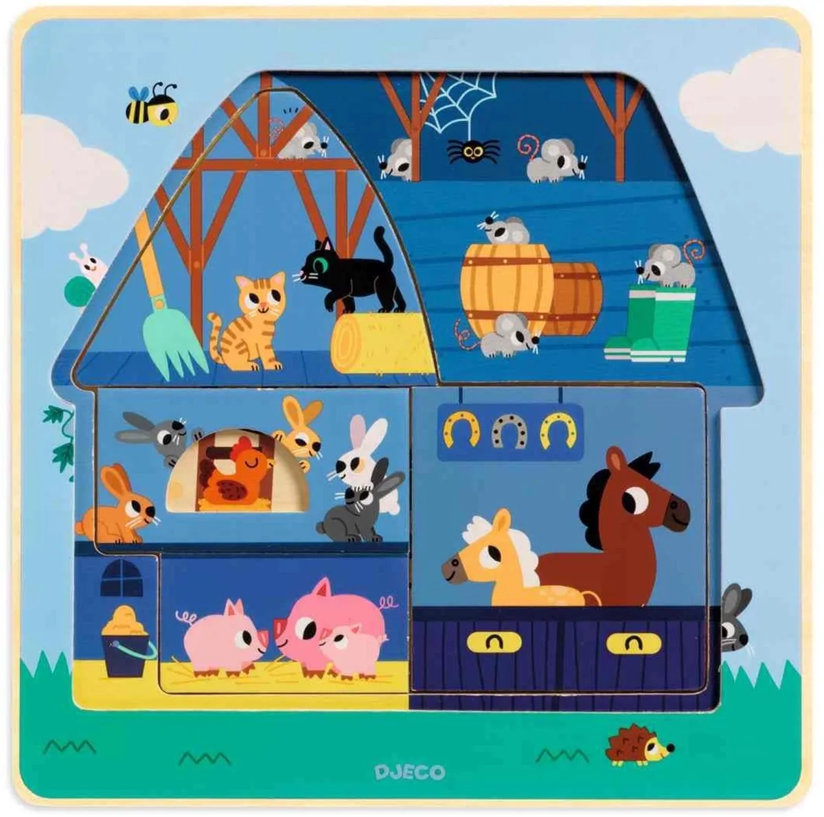 Djeco Chez Moo Houten Puzzel 10 Stuks - Meerkleurig - afbeelding 4 van 4