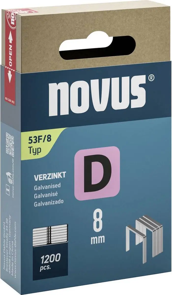 Novus D Type 53 F Platte Draadnieten 8mm - 1200 Stuks