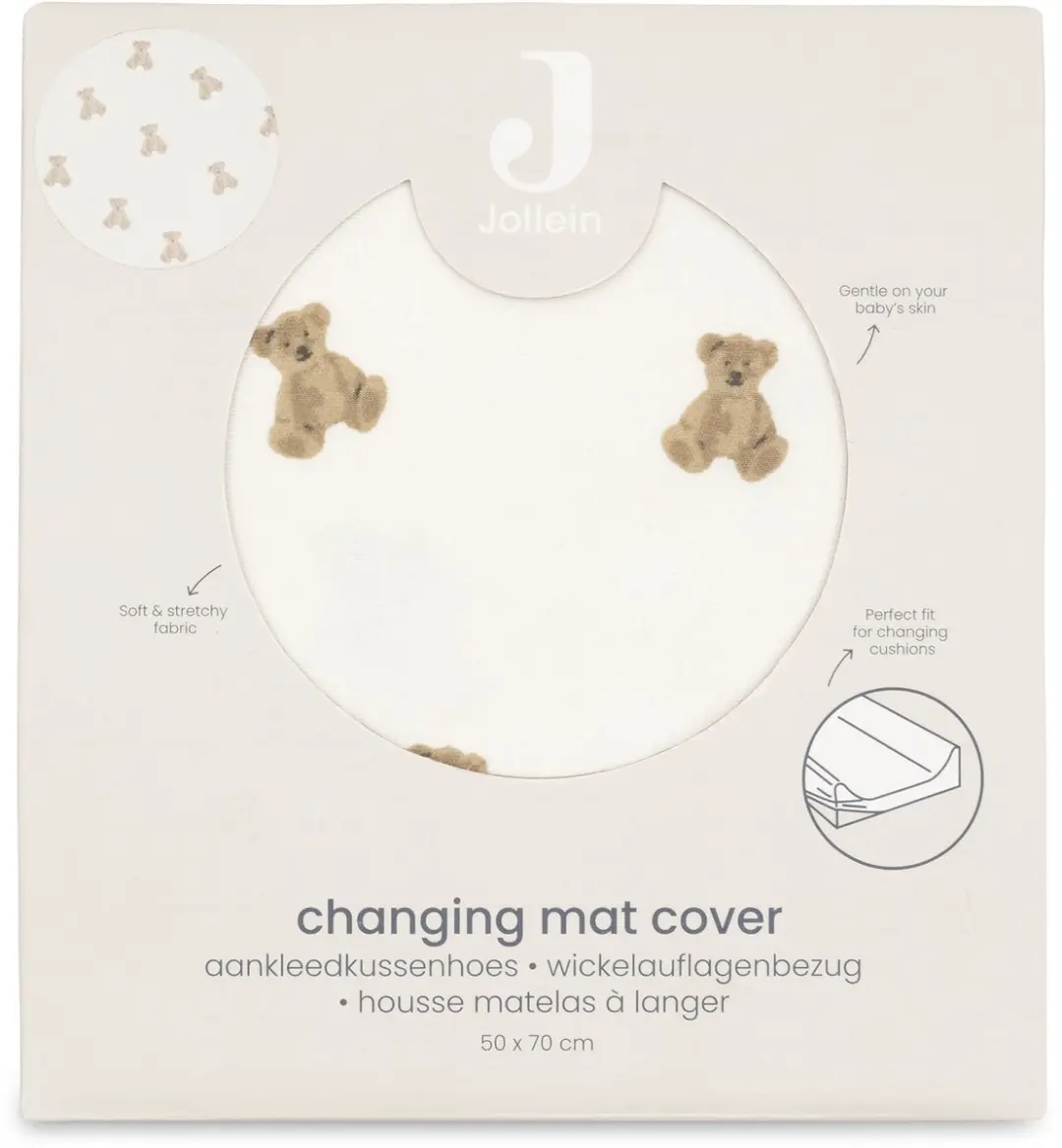 Jollein Aankleedkussenhoes Jersey 50x70cm Mini Teddy Bear - Multicolor