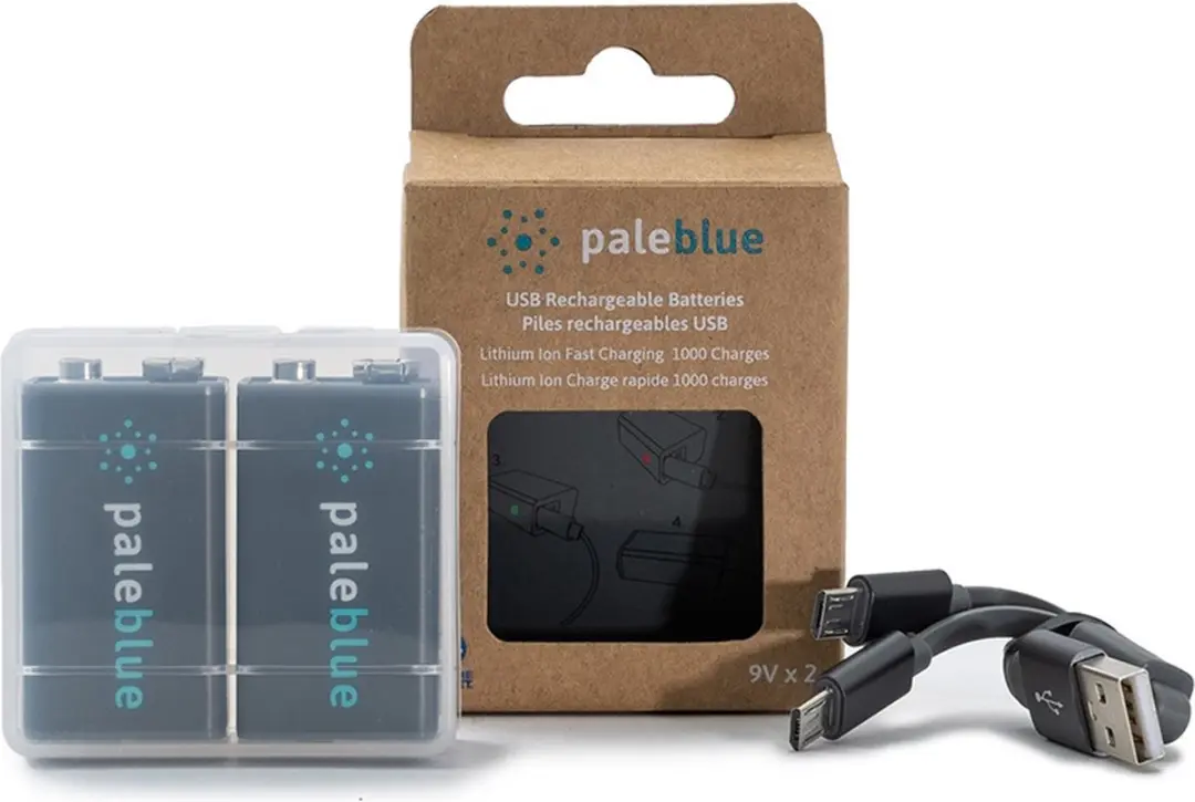 Pale Blue USB-C Oplaadbare 9V Batterij - 2 Stuks