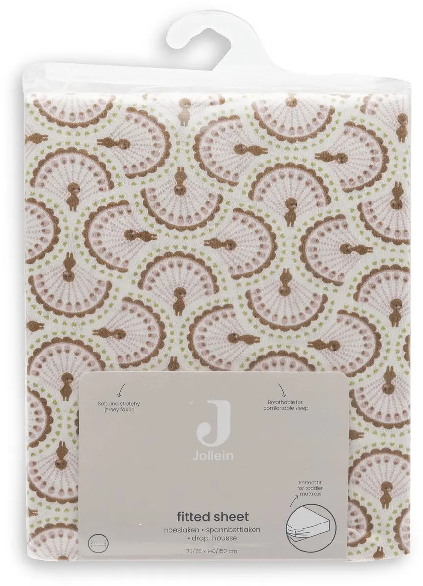 Jollein Hoeslaken Jersey 70/75x140/150cm Soft Plumes - Roze