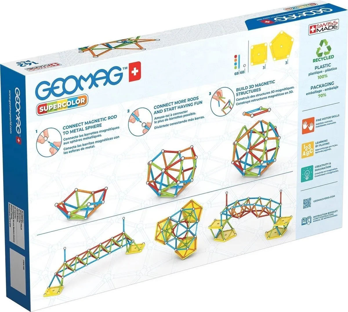 Geomag Super Color Recycled 142-delig - Multikleur