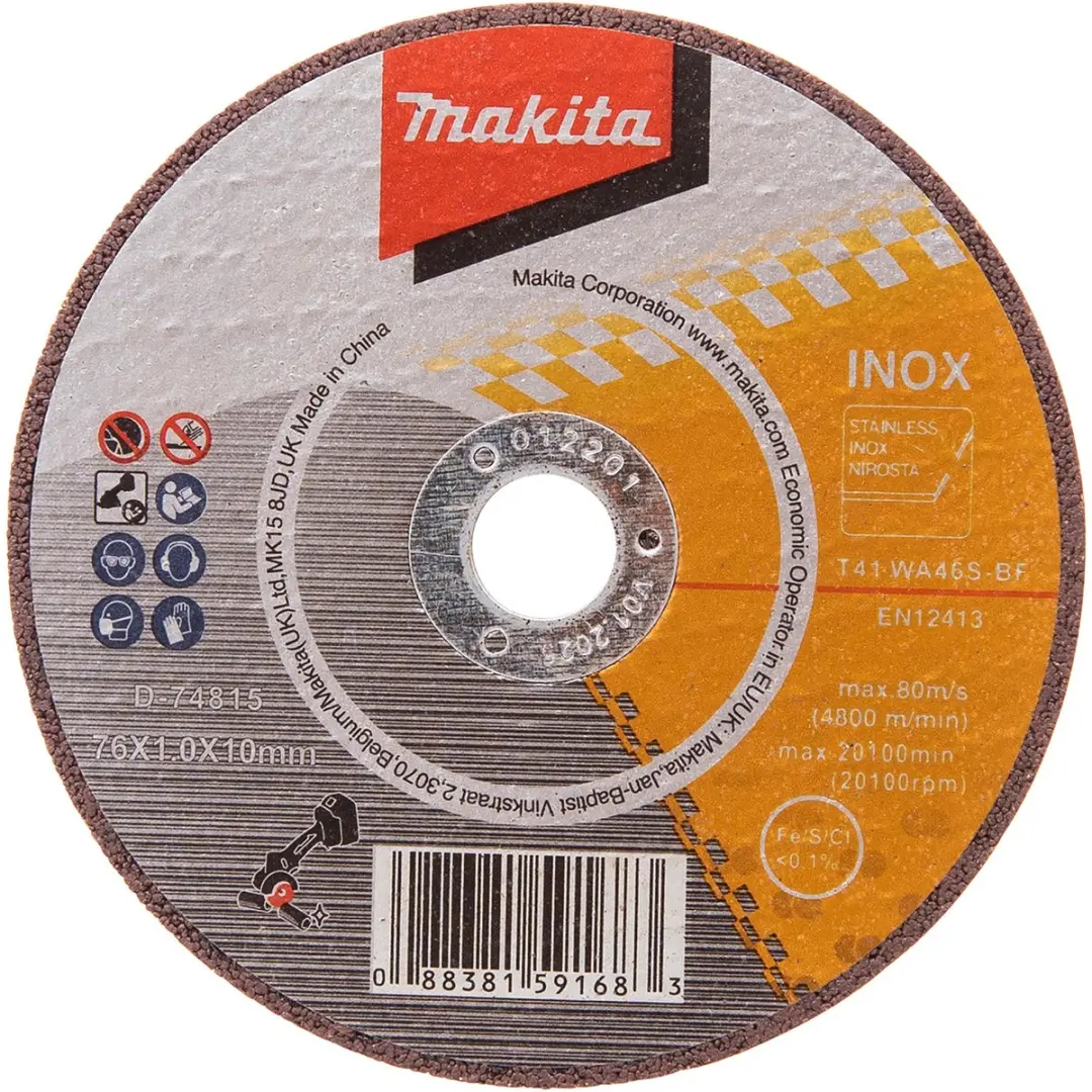 Makita D-74815-5 Doorslijpschijf RVS 76mm