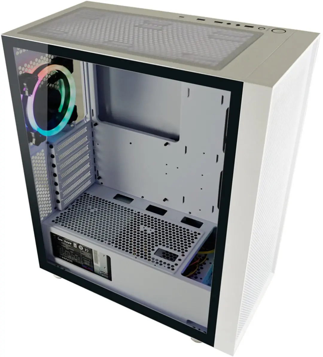 LC-Power White Wanderer Midi ATX Behuizing - 4 RGB Ventilatoren - Wit